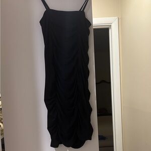 Elegant Black Ruched Dress